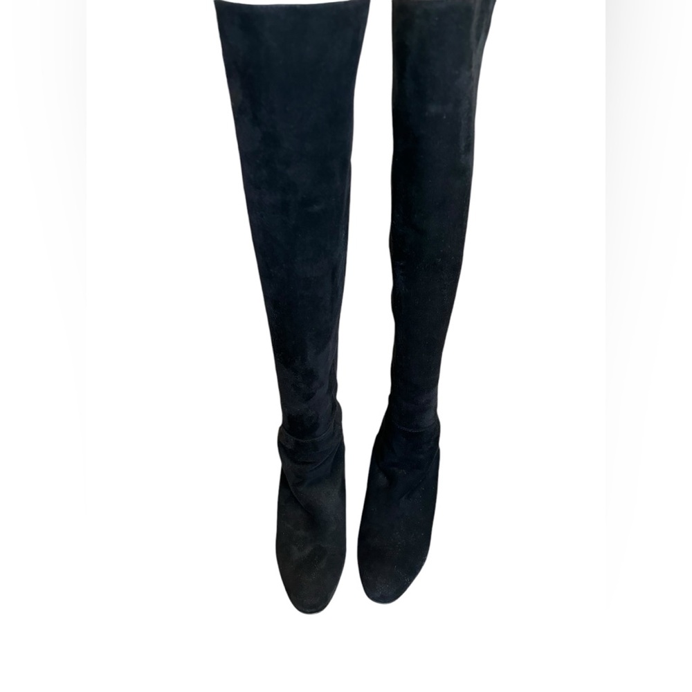 Stuart Weitzman Over the Knee Wedge Black Suede Boot 8 1/2M